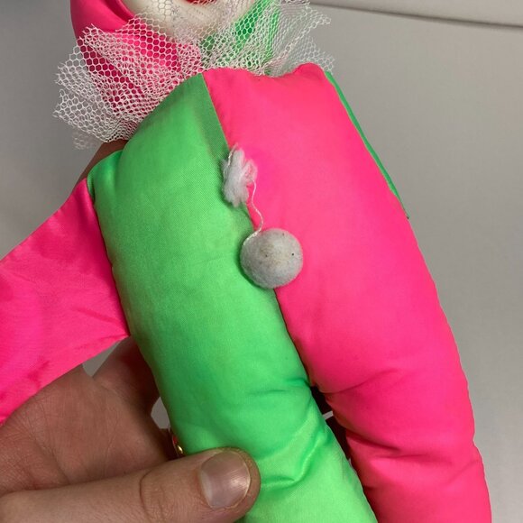 Vintage Rubber Faced Clown Plush Doll Toy Unbranded Red Green White 14" - Picture 14 of 14